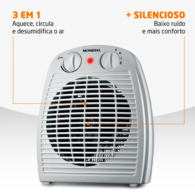 Mondial A-08 Aquecedor de ar 1500w termoventilação branco - Imagem 3