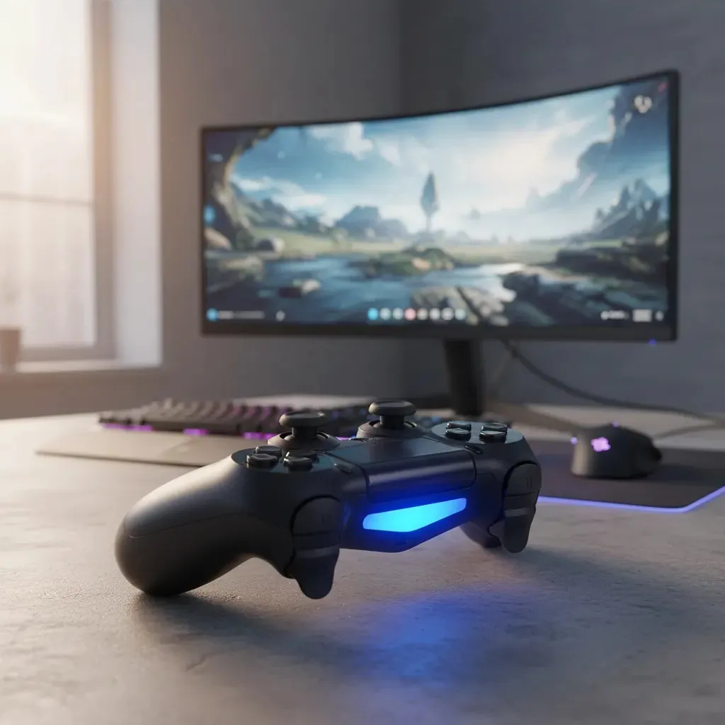 Controle Sem Fio Joystick Bluetooth Para Ps4 Videogame Tv Samsung Pc P4 Ps 4 Dual Shock Manete Pc Gamer Tv Smart Controle Bluetooth Celular Headset Sem Fio Com P2 Marca Redfin - Imagem 12