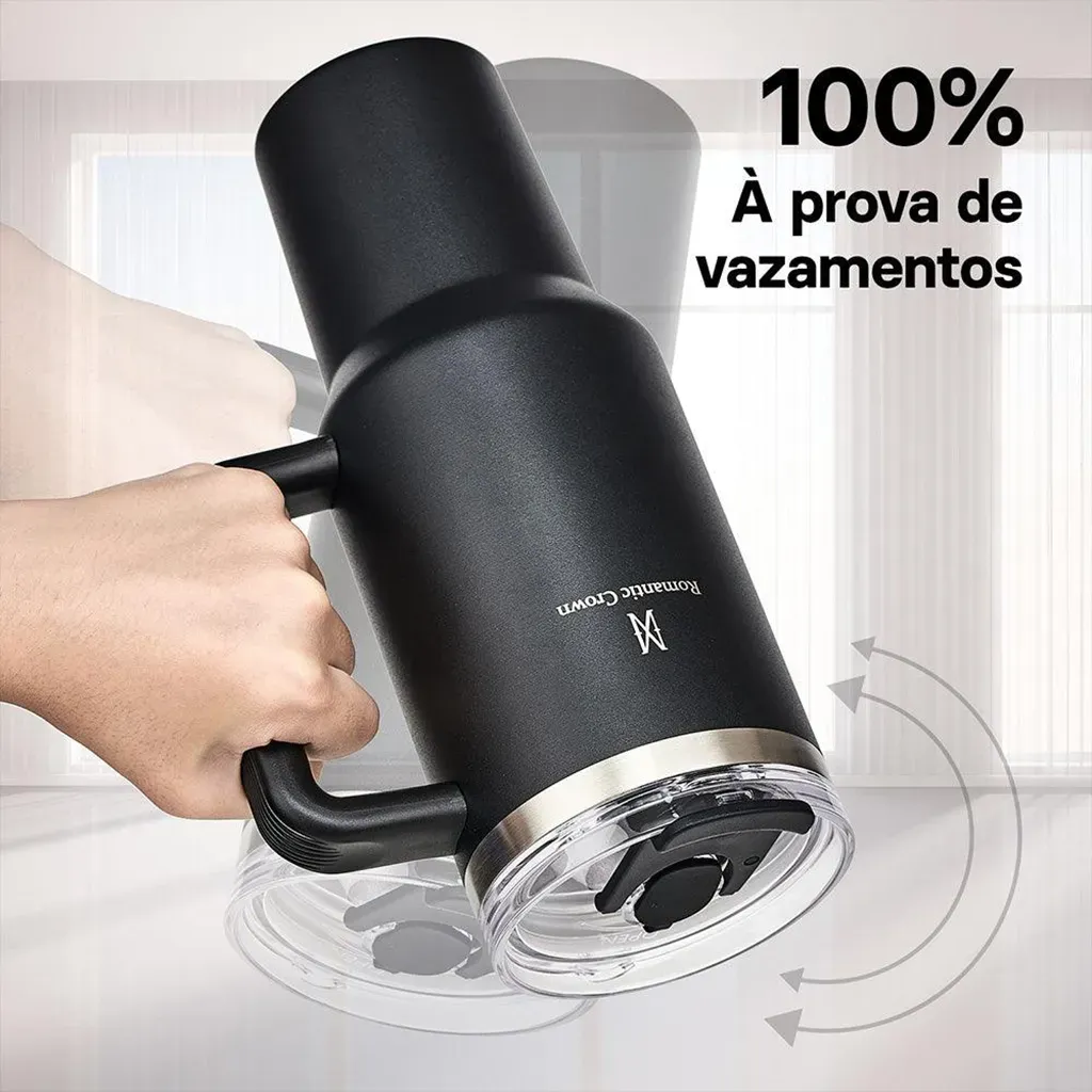 Kit Copo Térmica Inox 1200ml & 600ml Com Tampa E Inox Canudo - Imagem 3
