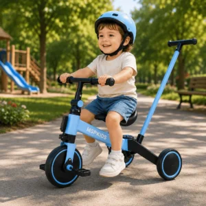Bicicleta Equilibrio Tricilo Empurrador 5 Em 1 Seguro Bebe Cor Azul-claro