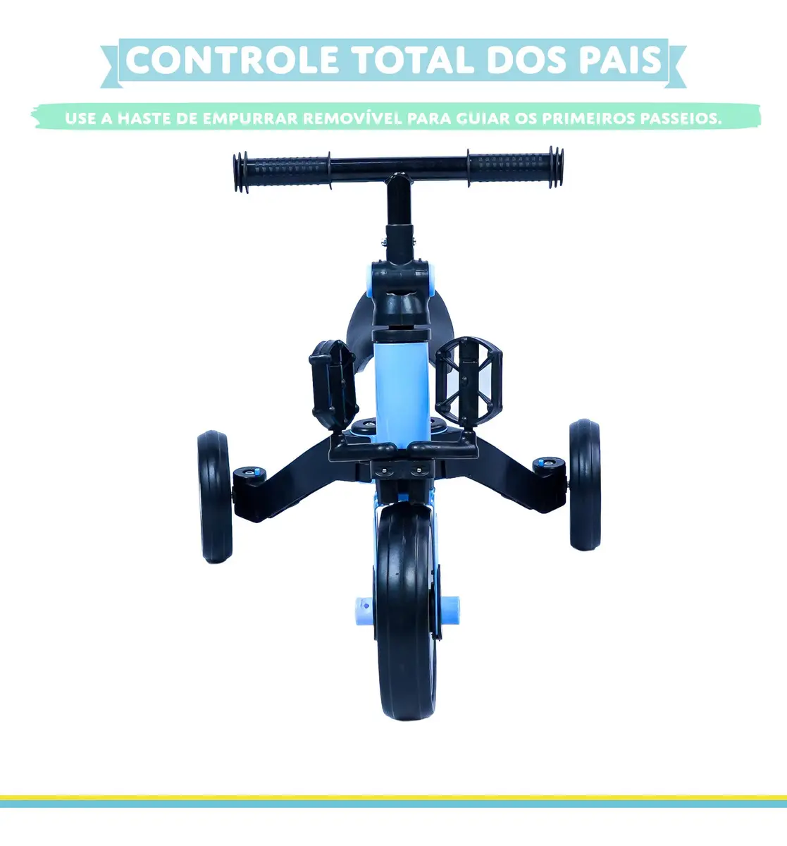 Bicicleta Equilibrio Tricilo Empurrador 5 Em 1 Seguro Bebe Cor Azul-claro - Imagem 5
