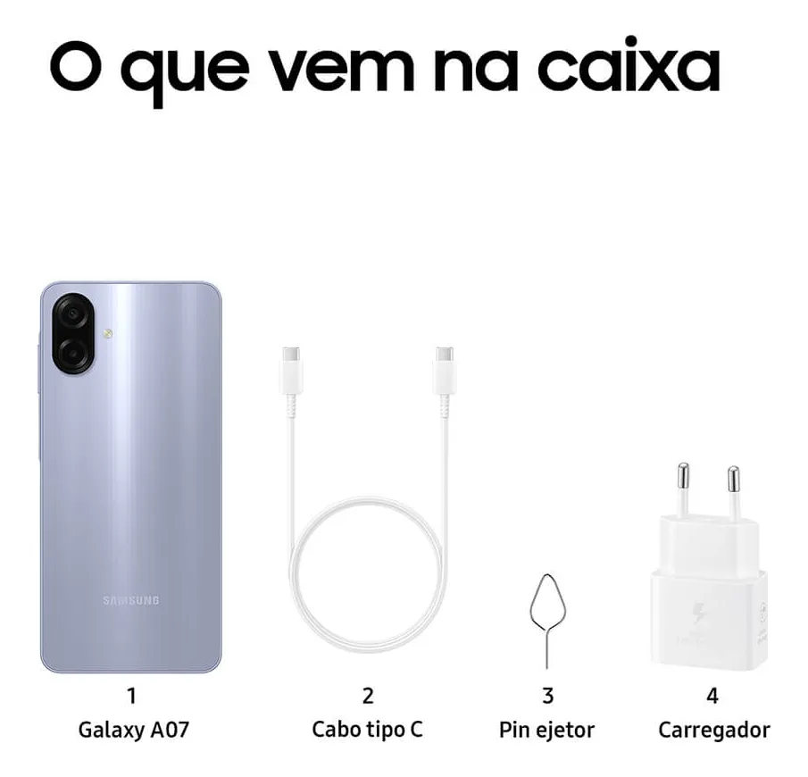 Celular Samsung Galaxy A07 256gb, 8gb, Câmera 50mp, Tela 6.7 , Proteção Ip54, Processador 6nm - Violeta - Imagem 8