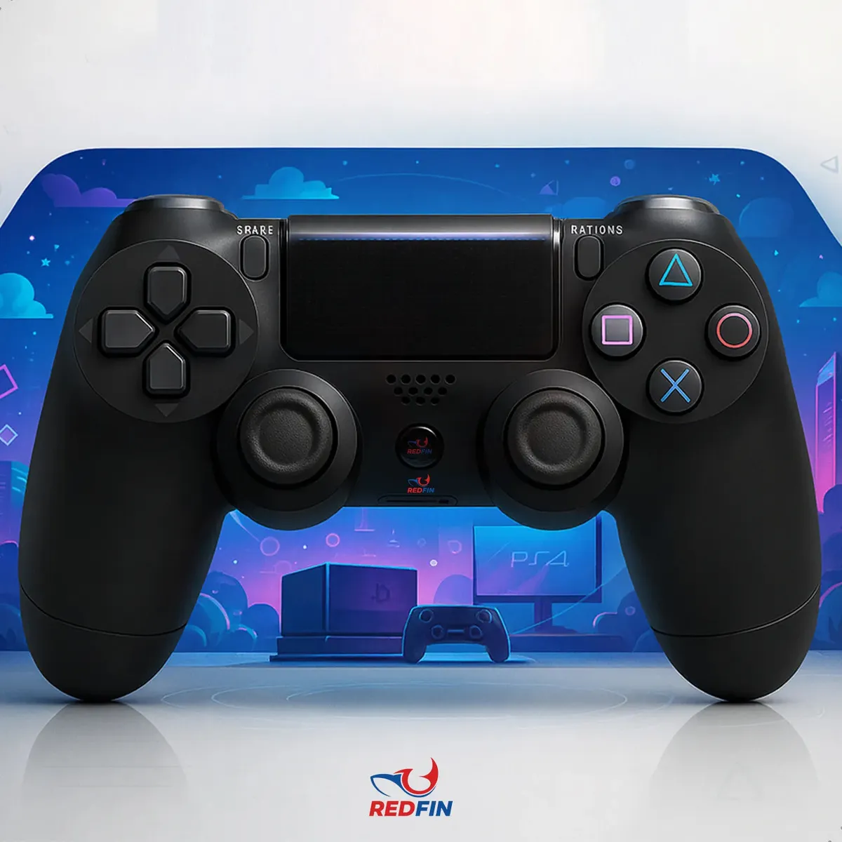 Controle Sem Fio Joystick Bluetooth Para Ps4 Videogame Tv Samsung Pc P4 Ps 4 Dual Shock Manete Pc Gamer Tv Smart Controle Bluetooth Celular Headset Sem Fio Com P2 Marca Redfin - Imagem 8