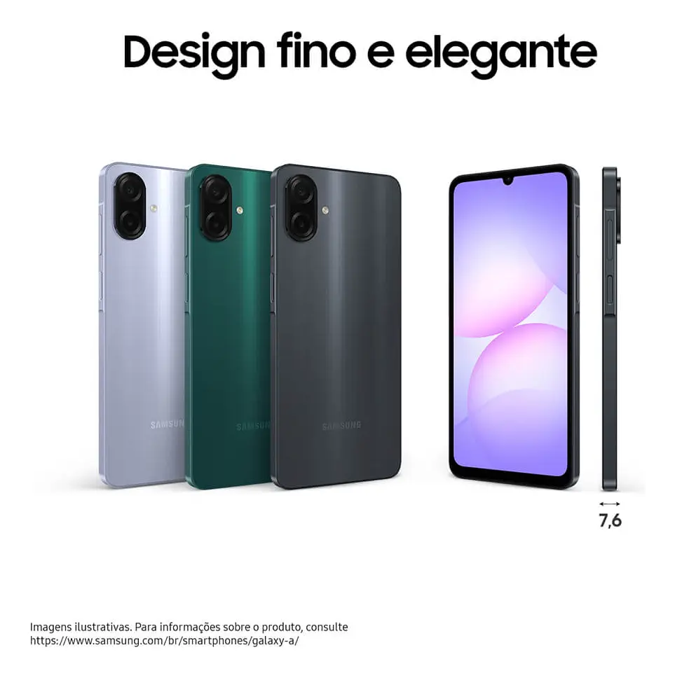 Celular Samsung Galaxy A07 256gb, 8gb, Câmera 50mp, Tela 6.7 , Proteção Ip54, Processador 6nm - Violeta - Imagem 6