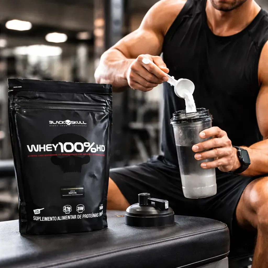 Whey 100% Hd Refil Black Skull - 900g (wpc, Wpi E Wph) Sabor Cookies & Cream - Imagem 4