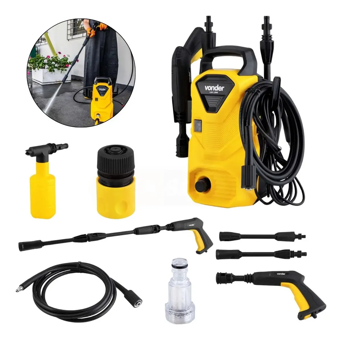 Lavadora De Alta Pressão 1200w Lav1300 - Vonder Cor Amarelo - Preto Frequência 60 Hz - Imagem 3
