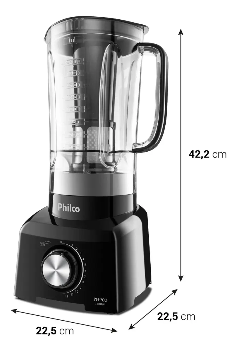 Liquidificador Philco 1200W 3L 12 Velocidades Preto PH900 - Imagem 6