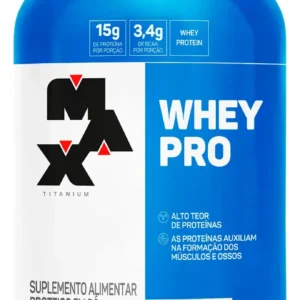Whey Protein 1kg Whey Pro Max Titanium Sabor Baunilha BCAA e Aminoácidos