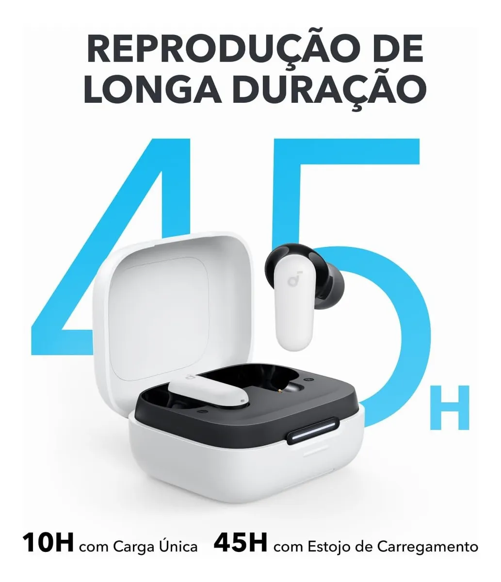 Fone de Ouvido Bluetooth 5.4 soundcore P30i da Anker, Cancelamento de Ruído Adaptativo, Graves Poderosos, 45H de Reprodução, Estojo 2-em-1 com Suporte para Celular, IP54, Fone sem fio TWS, Branco - Imagem 5