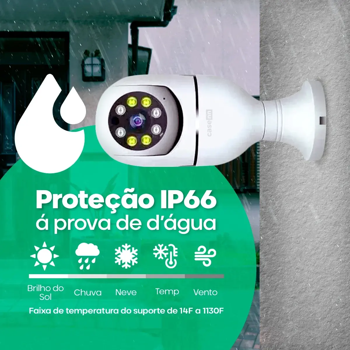 Câmera Lampada De segurança Casenn Ip Wifi Com Visão Noturna Interna Externa App Yoouse Espiã 360o Cor Branco - Imagem 7