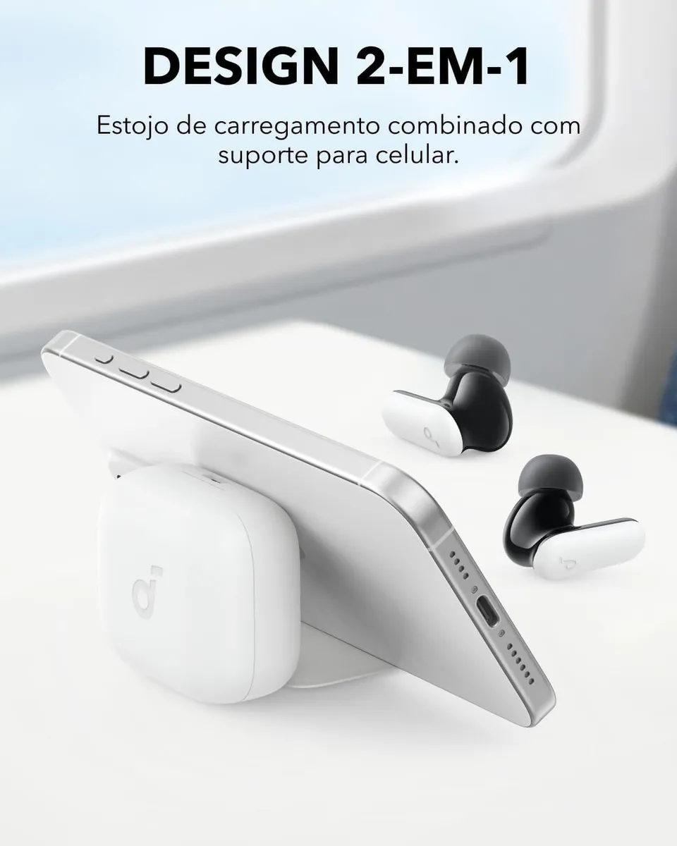 Fone de Ouvido Bluetooth 5.4 soundcore P30i da Anker, Cancelamento de Ruído Adaptativo, Graves Poderosos, 45H de Reprodução, Estojo 2-em-1 com Suporte para Celular, IP54, Fone sem fio TWS, Branco - Imagem 3