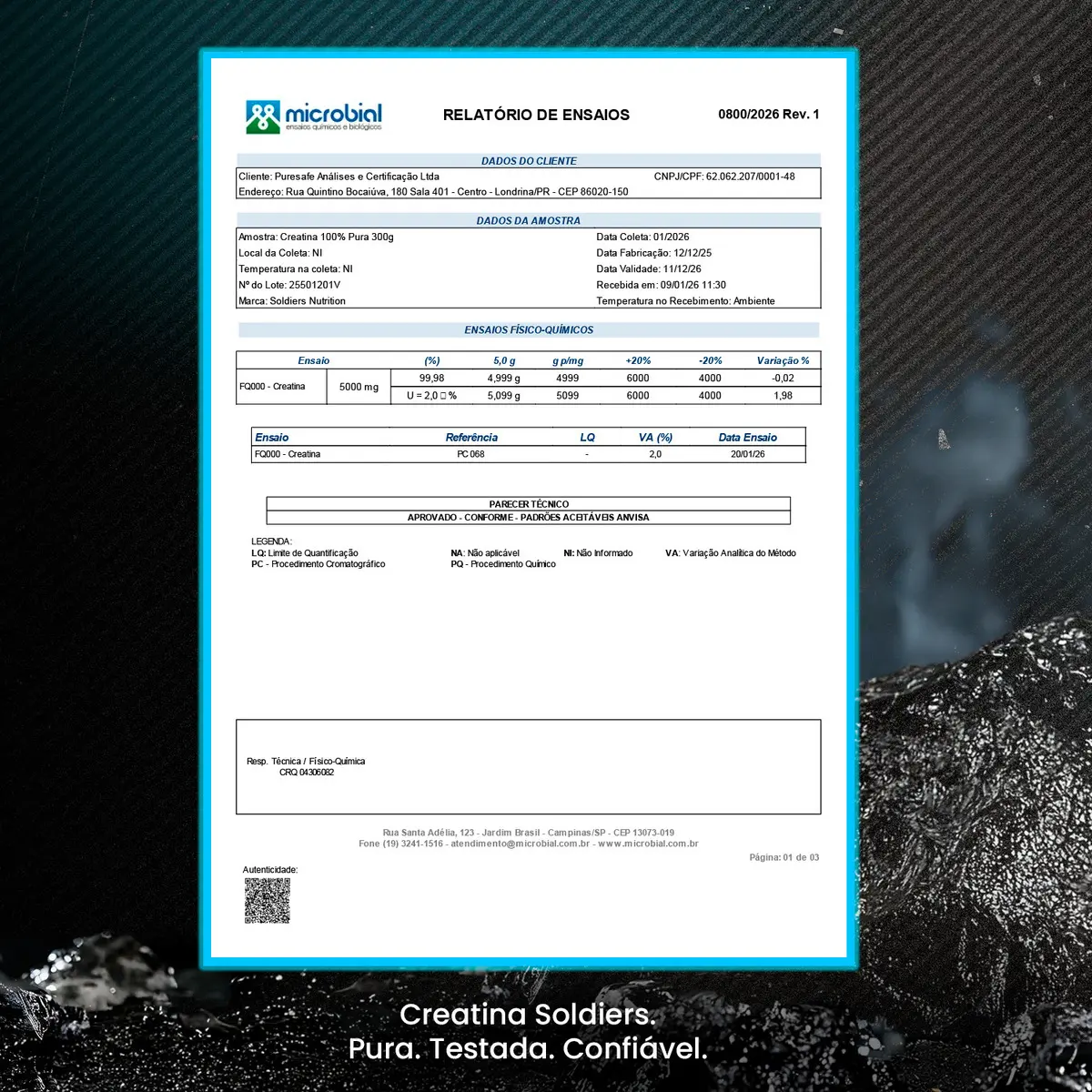 Creatina 1kg Suplemento Monohidratada em pó 100% Pura - Soldiers Nutrition - Imagem 4