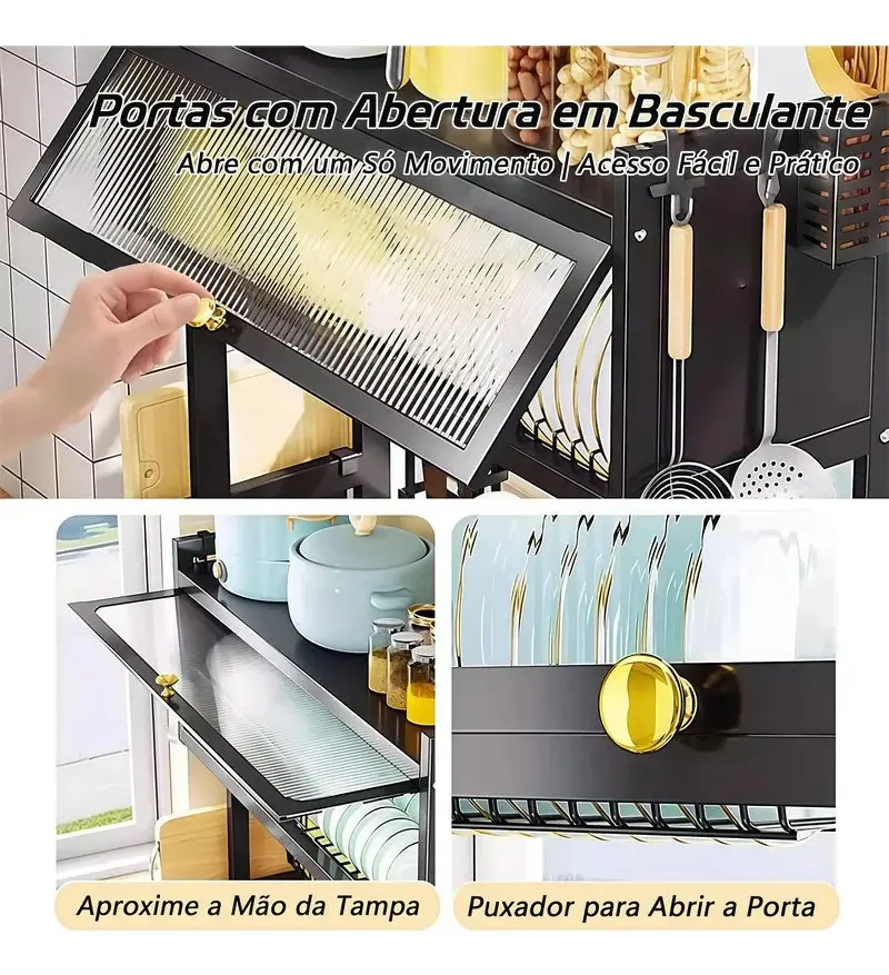 Escorredor De Pratos Louça Preto Cozinha Suspensa 65cm 18pçs - Imagem 4