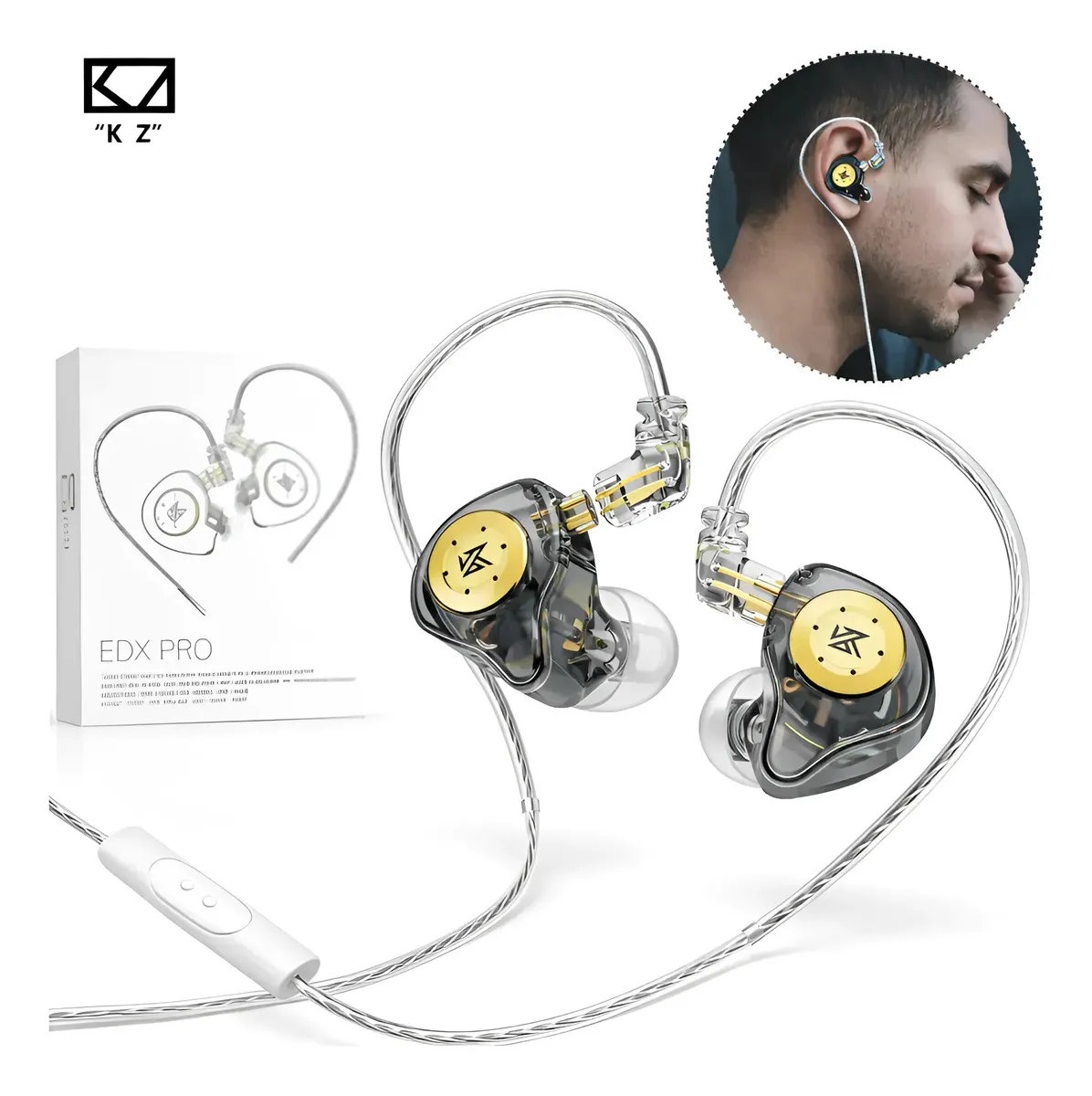 Fone De Ouvido Kz Edx Pro Dj Musicos Retorno Palco In-ear Cor Preto C/microfone - Imagem 2