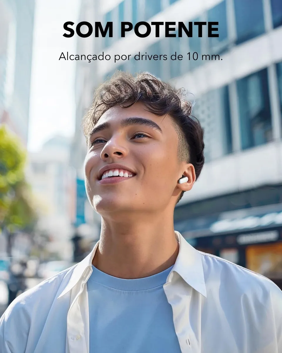 Fone de Ouvido Bluetooth 5.4 soundcore P30i da Anker, Cancelamento de Ruído Adaptativo, Graves Poderosos, 45H de Reprodução, Estojo 2-em-1 com Suporte para Celular, IP54, Fone sem fio TWS, Branco - Imagem 4