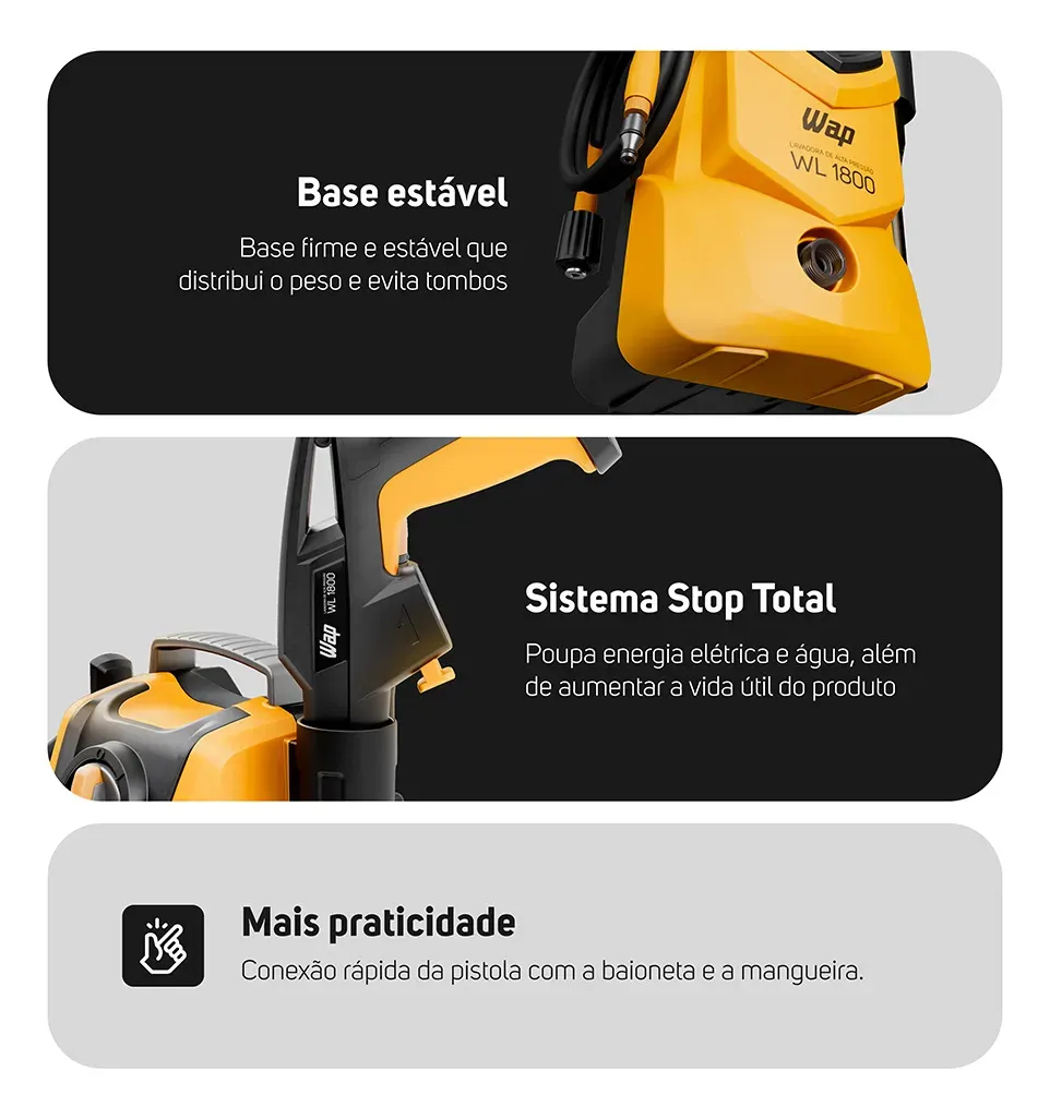 Lavadora de Alta Pressão Compacta WAP WL 1800 1400W 1500PSI 360L/h 127V - Imagem 4