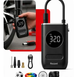 Mini Compressor Digital Portátil para Carro Moto e Bicicleta com Calibrador Digital Inflador Elétrico de Pneus LCD Lanterna LED Compacto e Recarregável Preto Marca Simake