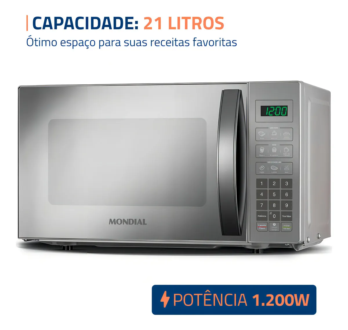 Micro-ondas Mondial 21L 1200W MO-01-21-E Espelhado - Imagem 4