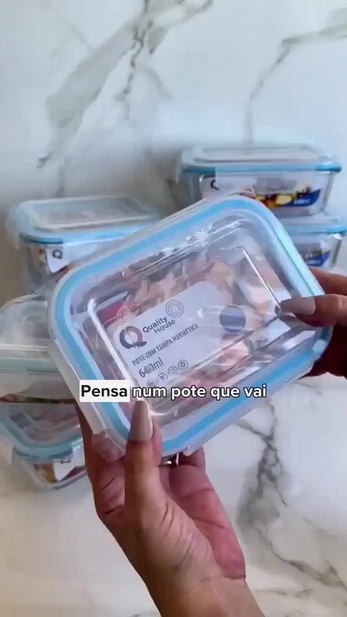 Kit 10 Potes Herméticos Vidro 640ml Starhouse Marmita Forno Micro-ondas Airfryer com 4 travas de super vedação - Imagem 2