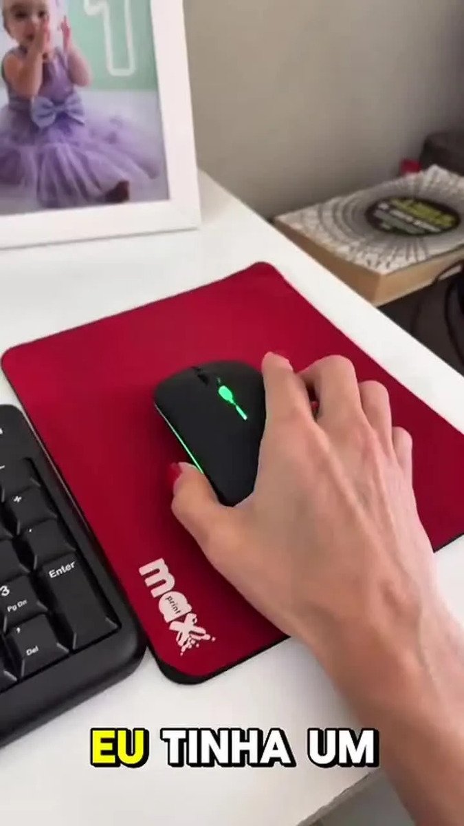 Mouse Sem Fio Recarregável Wireless Optico Led Rgb Ergonômico Sem Fio Para Pc Desktop Notebook Tablet Smartphone Preto - Imagem 10